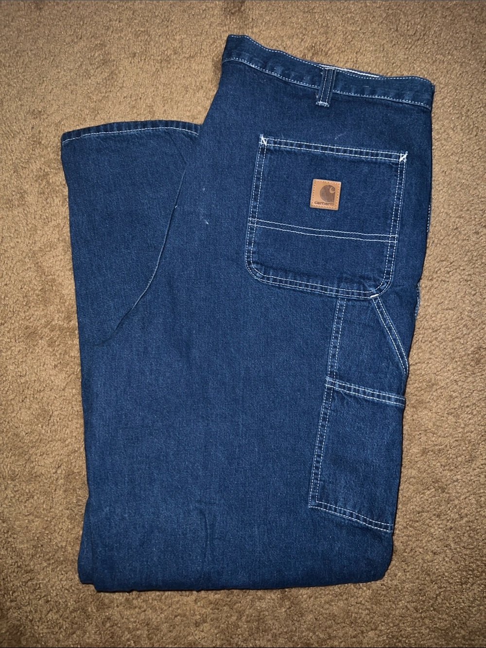 Carhartt Navy Blue Work Denim Carpenter Pants with Patch
